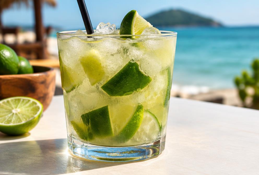 Caipirinha servida com limão